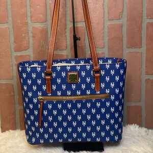 Dooney & Bourke Blue and Tan Logo Tote